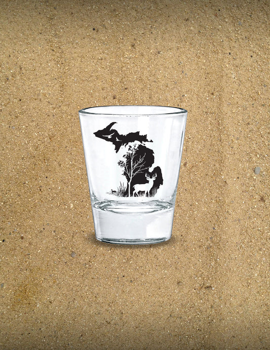 Michigan Deer in the Woods - Shot Glass