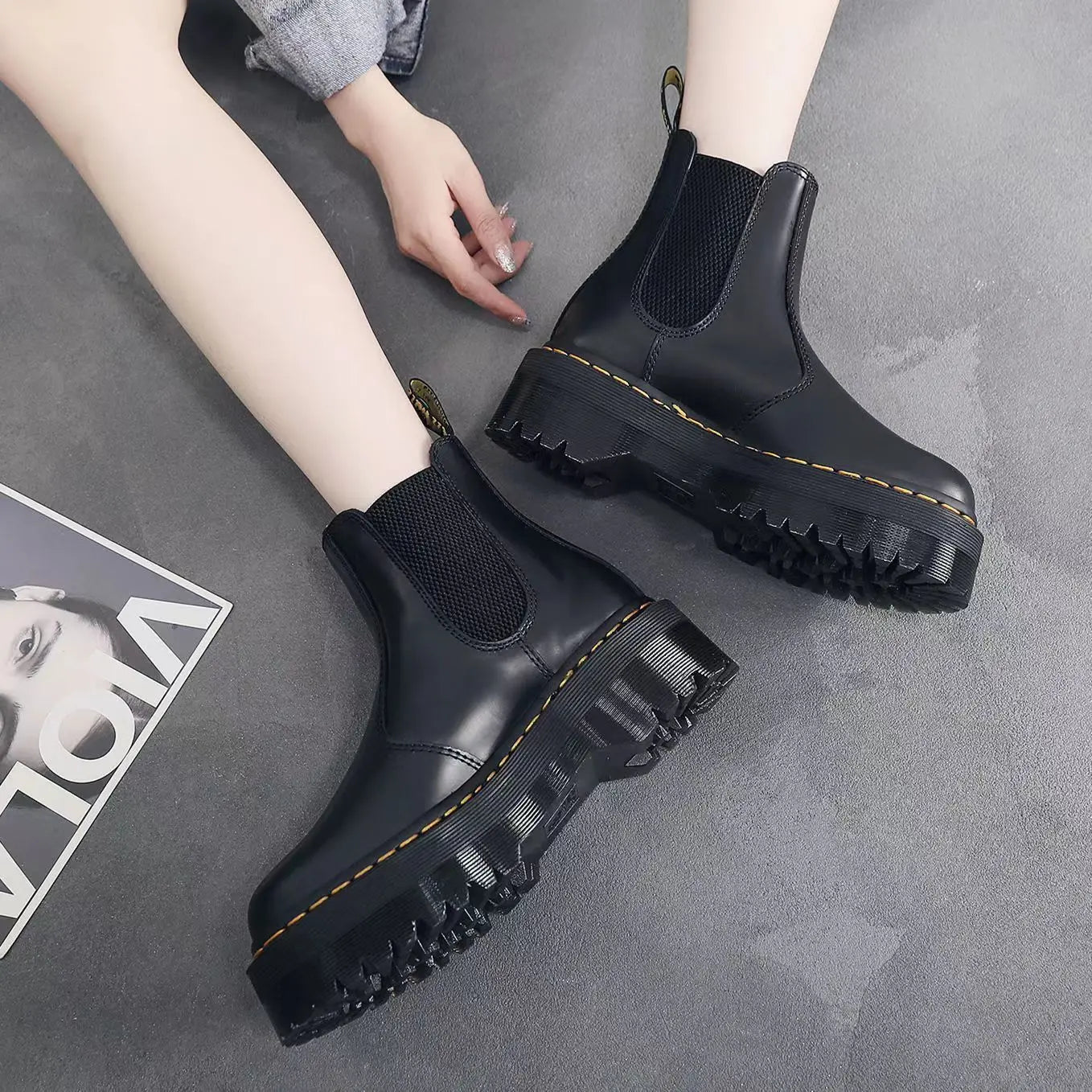 Chunky Heel Platform Women Casual Boots