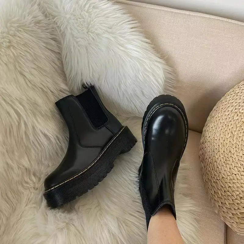 Chunky Heel Platform Women Casual Boots