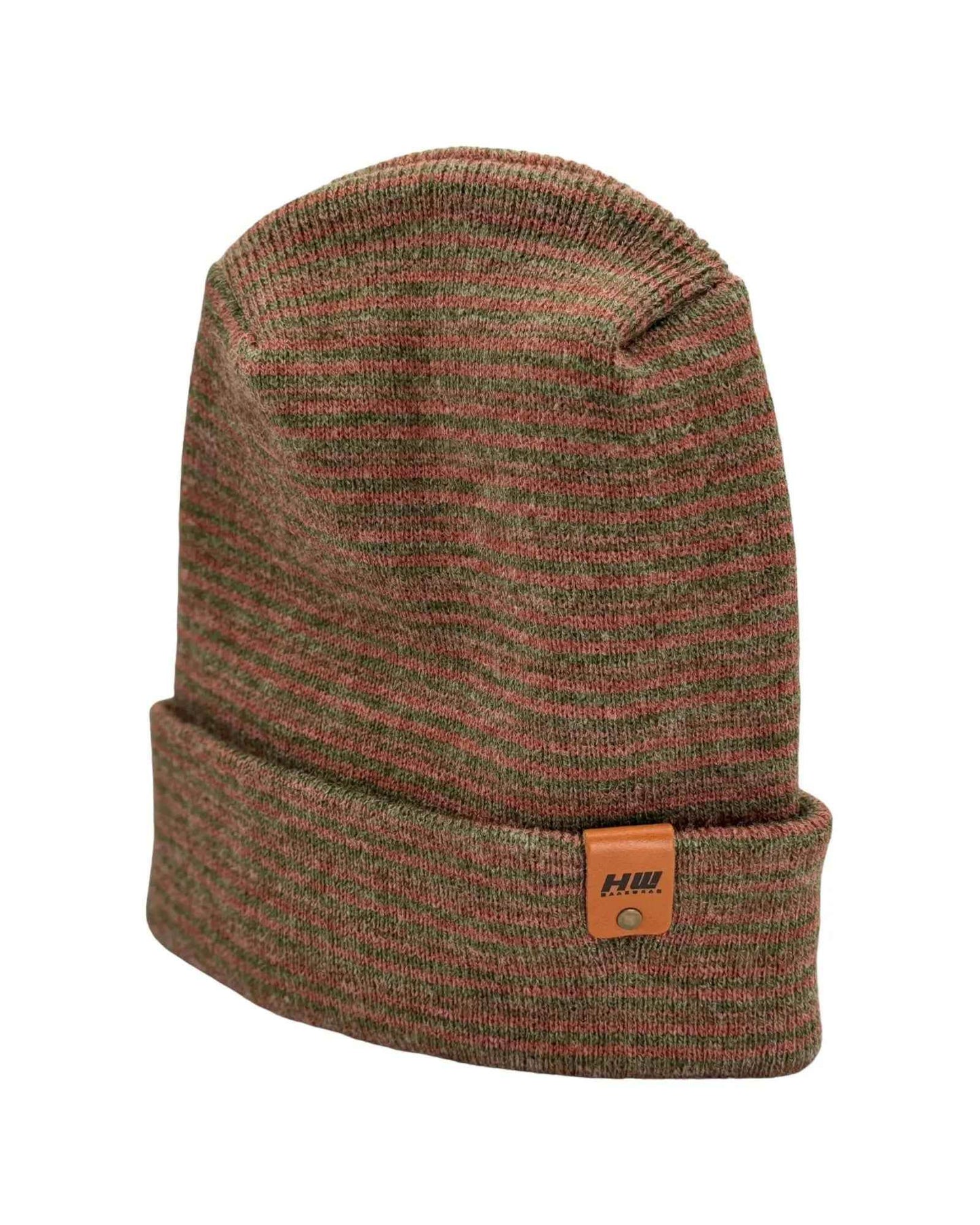 H-Stitch Contrast Cuffed Beanie – Burgundy/Green | Made in USA | Viral TikTok Winter Hat 2025