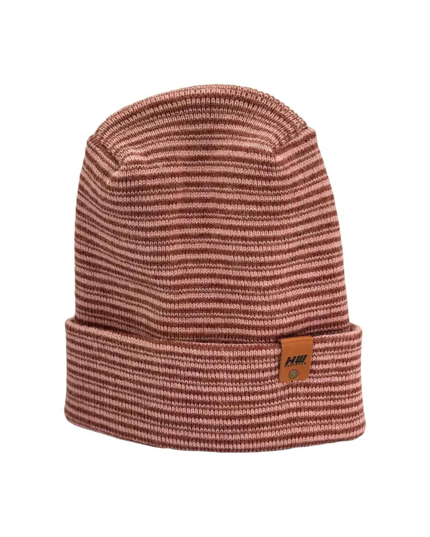 Trending Men’s & Women’s Beanie – H-Stitch Cuffed Beanie | Burgundy/Pink Contrast | Made in USA