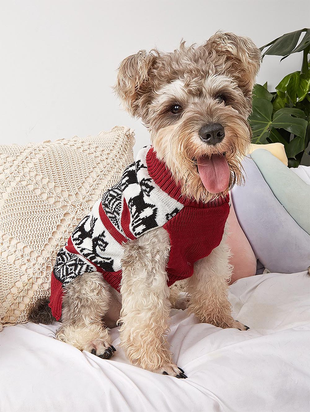 Moose Snowflake Pattern High Neck Pet Sweater | NCS