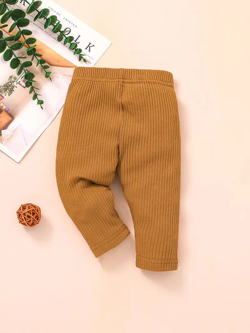 3pcs Baby Girls Solid Ribbed Cotton Leggings Set - # BAAA1B1910002