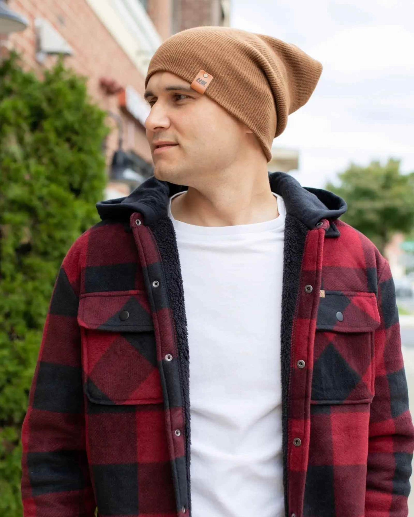 NEW HAAKWEAR H-Stitch Cuffed Beanie - Patented Design, Made in USA - Camel Brown