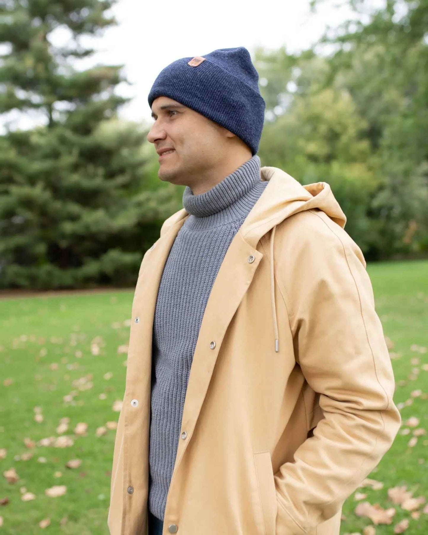 NEW HAAKWEAR H-Stitch Cuffed Beanie - Designed and Made in USA (Patented Design) - Denim Blue