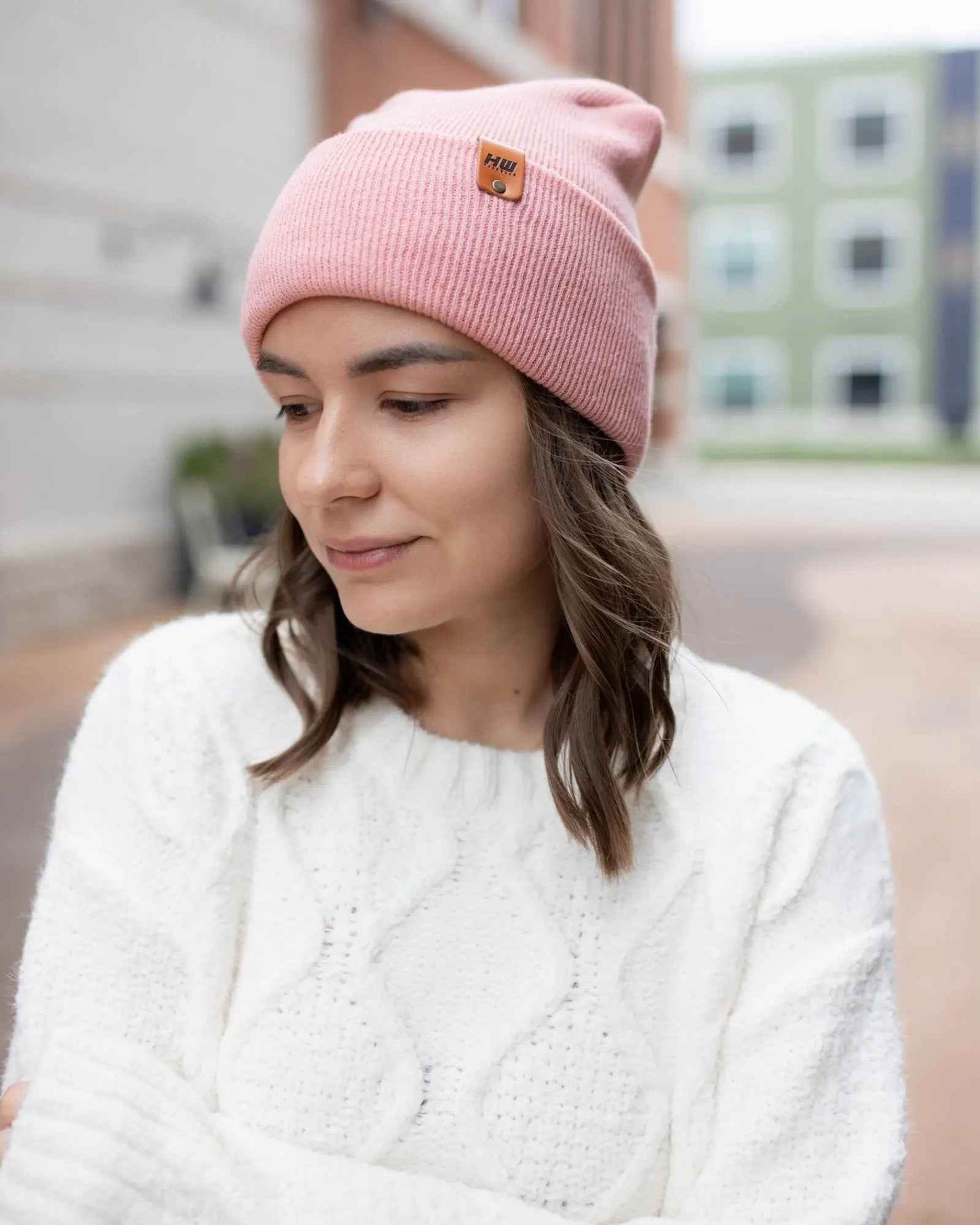 NEW HAAKWEAR H-Stitch Cuffed Beanie - Designed and Made in USA (Patented Design) - Pearl Pink
