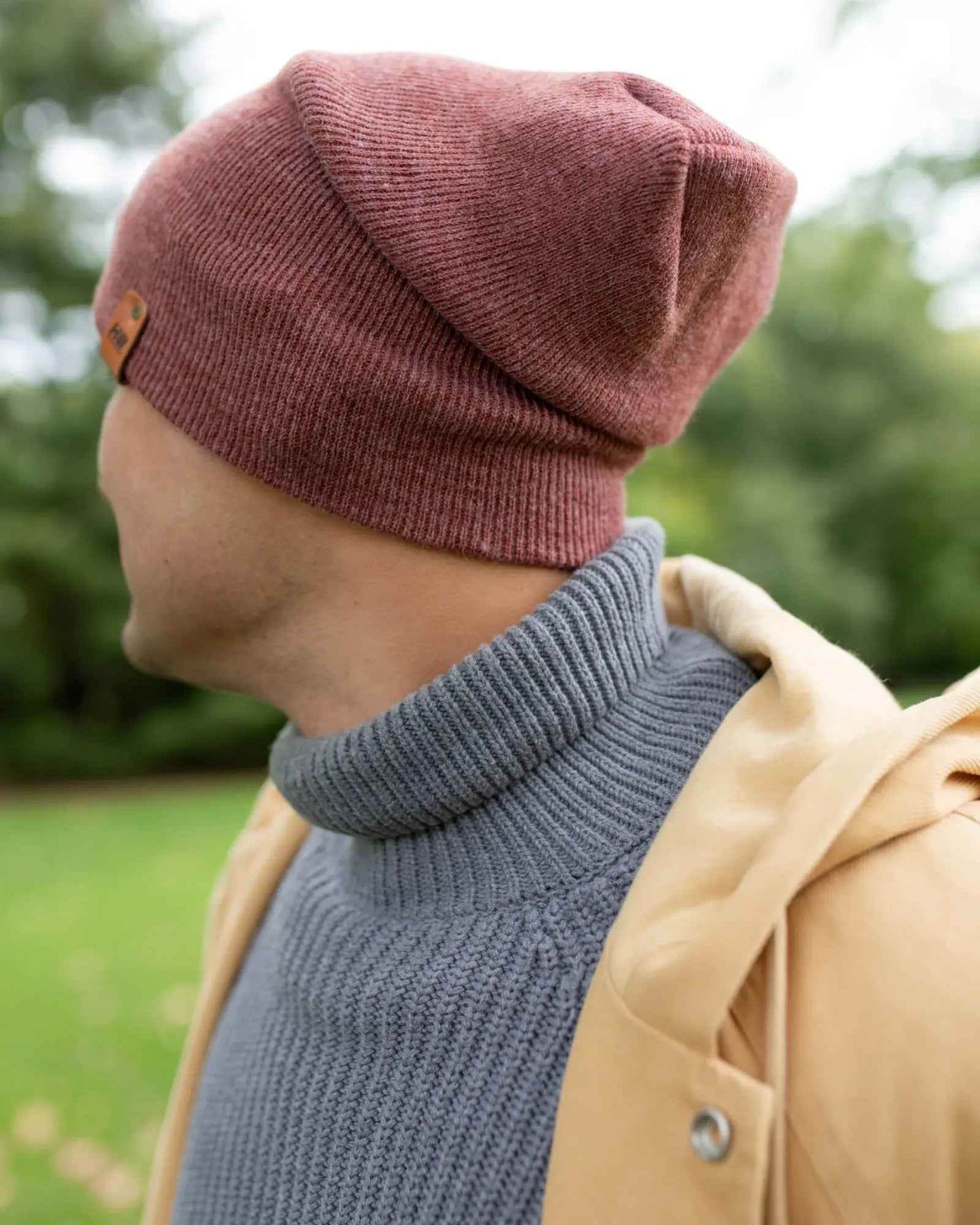 NEW HAAKWEAR H-Stitch Cuffed Beanie - Designed and Made in USA (Patented Design) - Rusty Burgundy