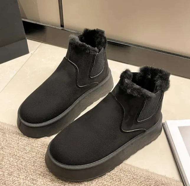 Women's Plush Boots Winter Warm Fleece Thick Flats Snow Boots Fashion Shoes - # GIAA73410005