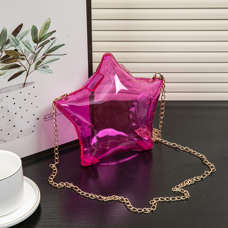 Silver Pentagram Chain evening Bag, Acrylic Mini Change, Key Lipstick Purse, Crossbody Prom Bag, Party Purse, Prom Bags Clutch, Wedding Purse