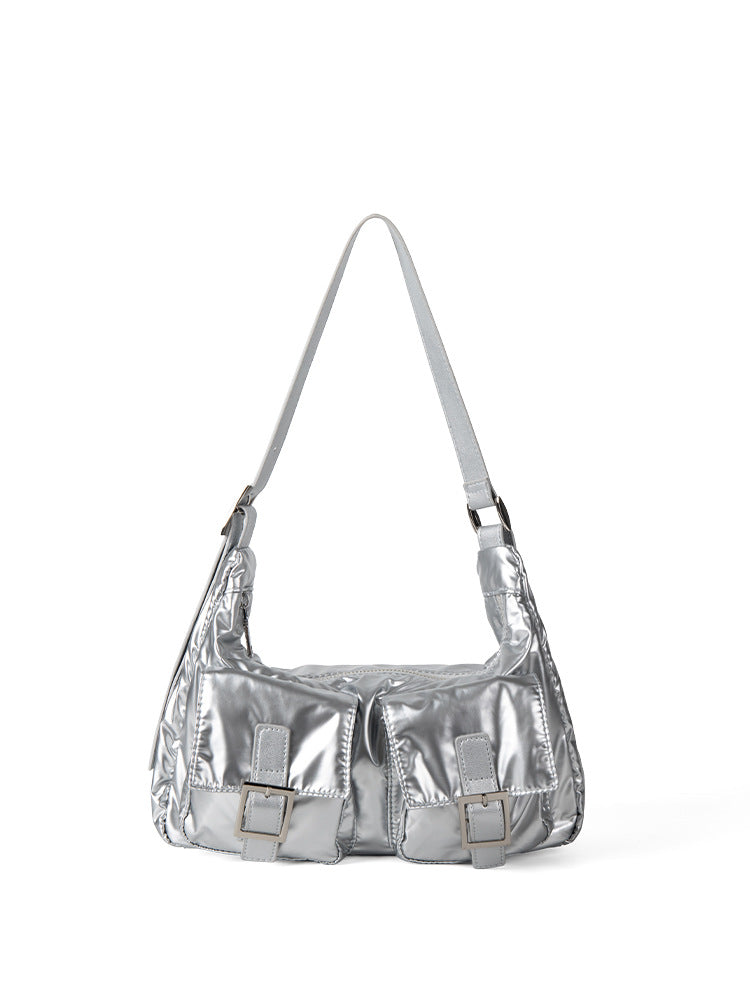 Design multi-pocket lightweight nylon shoulder armpit bag, women's versatile commuter handbag, women hobo bag small