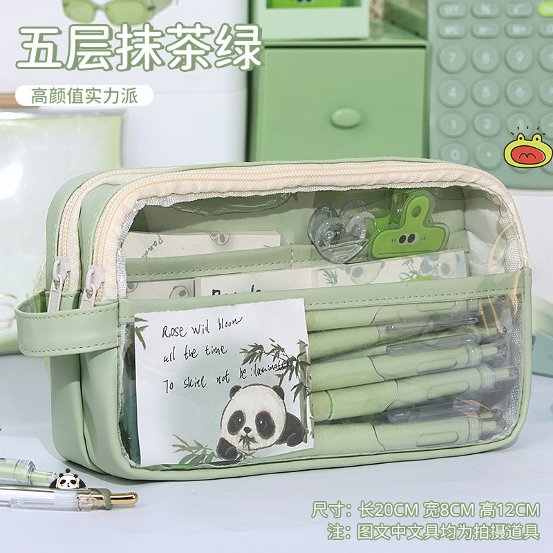 Large Capacity Transparent Pencil Case - Perfectly Designed Stationery Box for Girls in Primary and Junior High School with Simple Separation