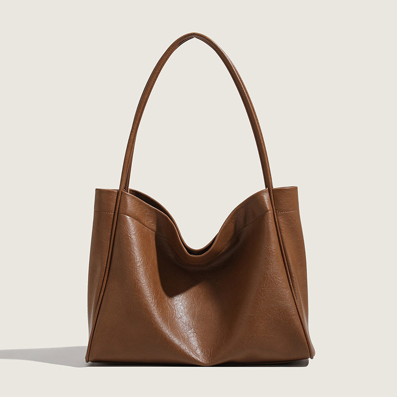 Elegant Ladies Tote Bag – Retro Minimalist & Versatile Commuter Shoulder Bag for Autumn and Winter