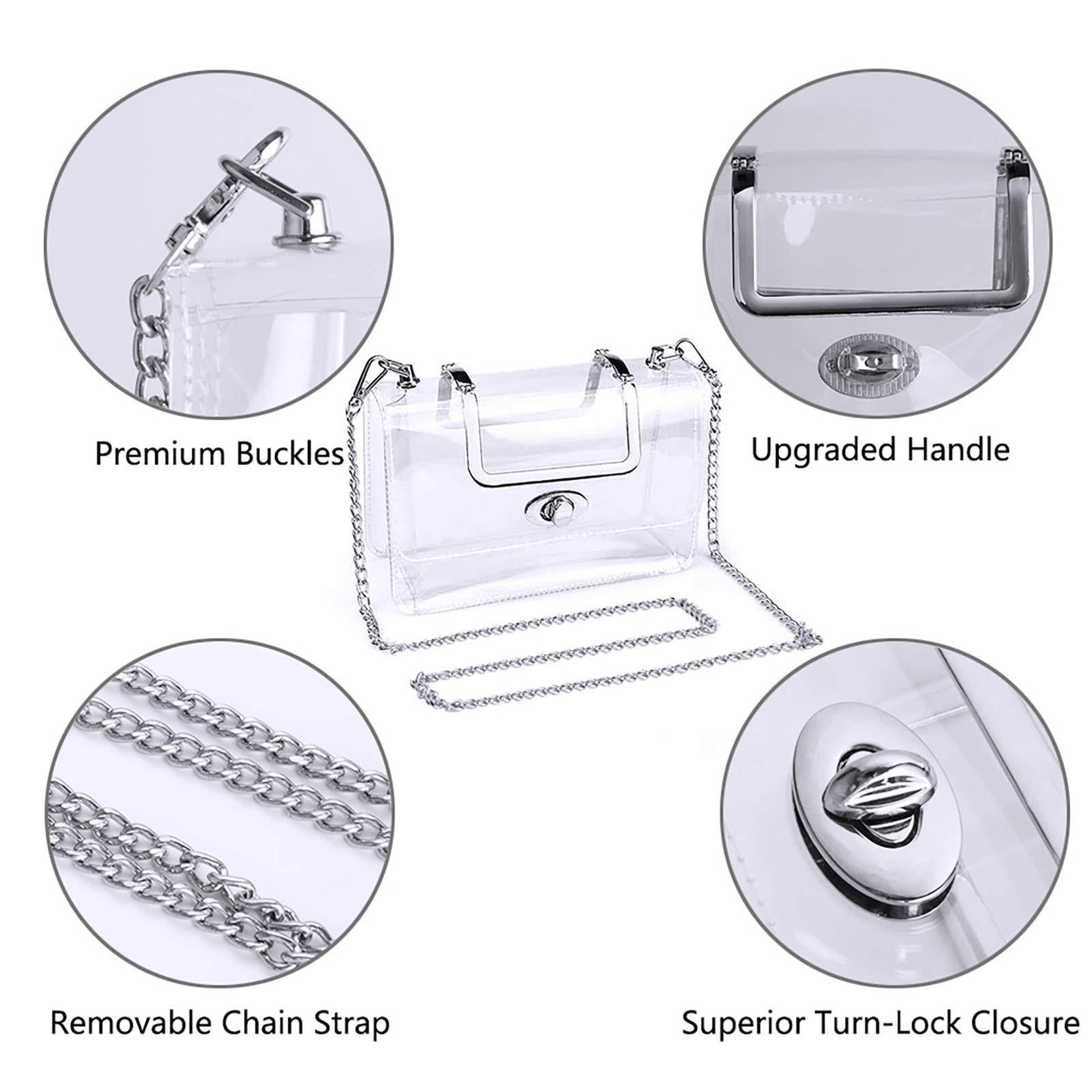 Women's Transparent evening Clutch Bag – Stylish Clear Crossbody Shoulder Bag with Removable Gold Chain Strap