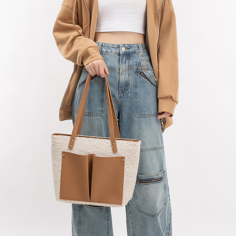 Large capacity handbag, bag for women pu, tote bag, retro commuter shoulder bag for women