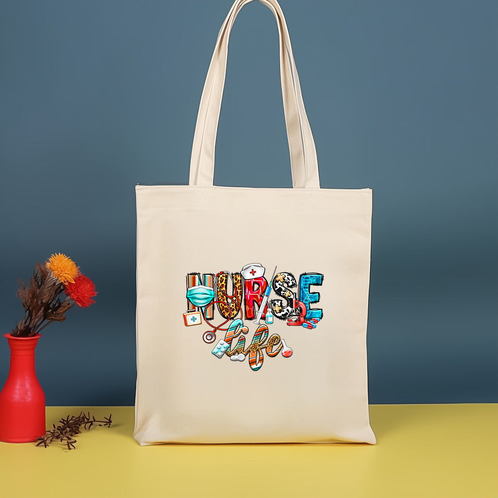 Canvas printed shoulder bag, fashionable and lightweight shopping bag, large-capacity cotton bag 2pcs hobo.