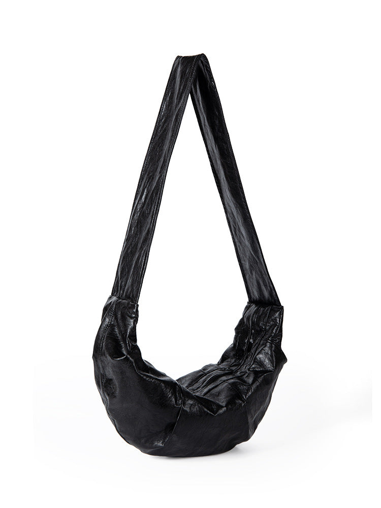 Wide shoulder strap soft leather croissant bag for women, simple and versatile shoulder Crossbody bag, small shoulder bag for women