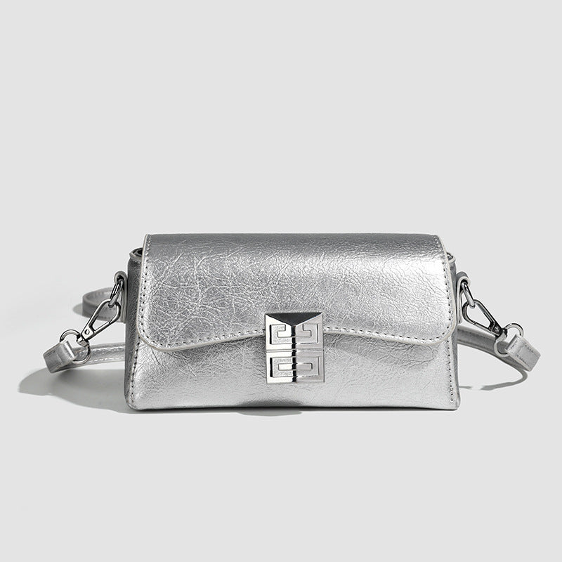 Small shoulder bag for women, retro small square bag for women, versatile shoulder bag, metallic Crossbody bag, simple commuter bag cross body