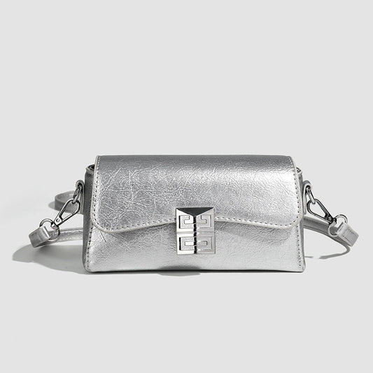 Small shoulder bag for women, retro small square bag for women, versatile shoulder bag, metallic Crossbody bag, simple commuter bag cross body