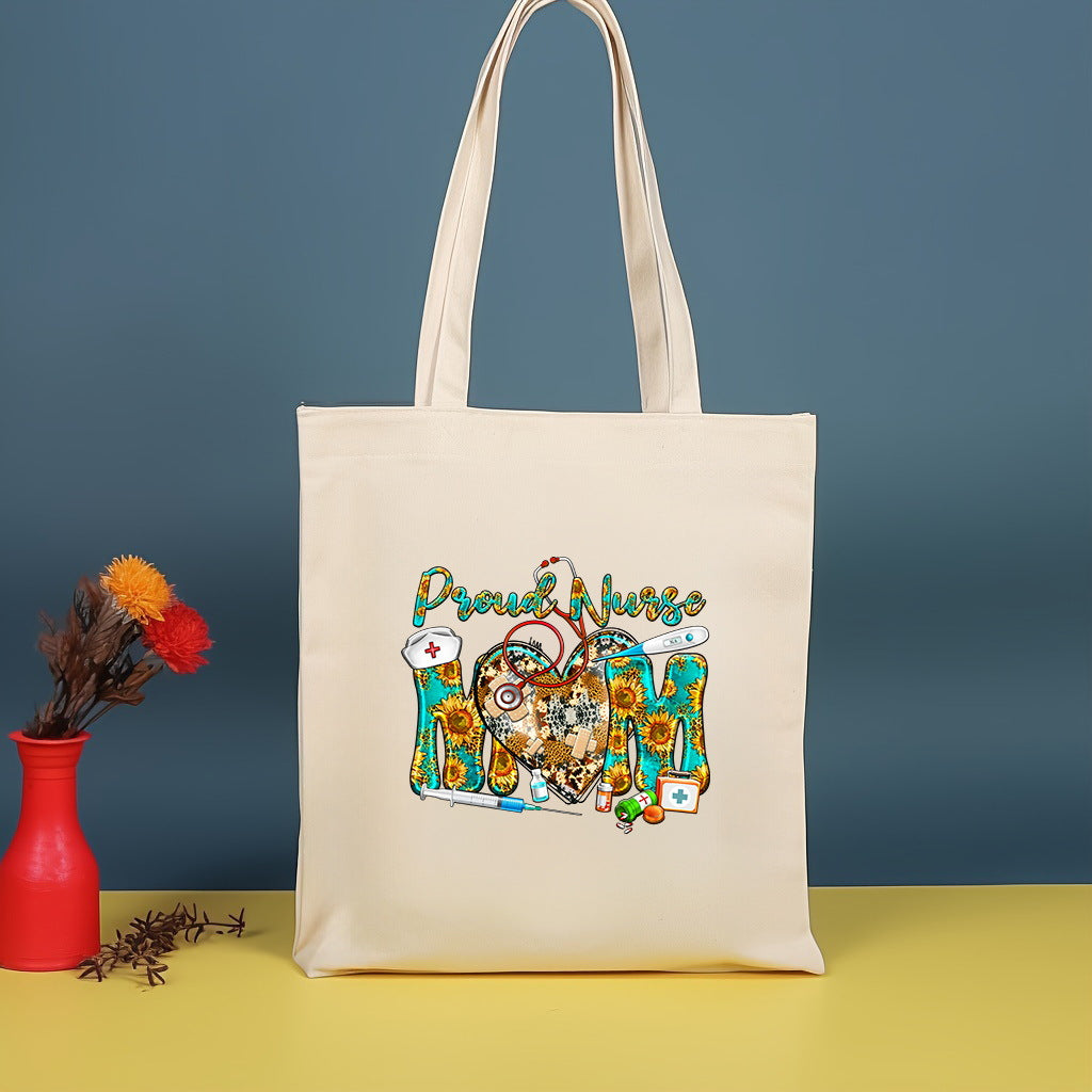 Canvas printed shoulder bag, fashionable and lightweight shopping bag, large-capacity cotton bag 2pcs hobo.