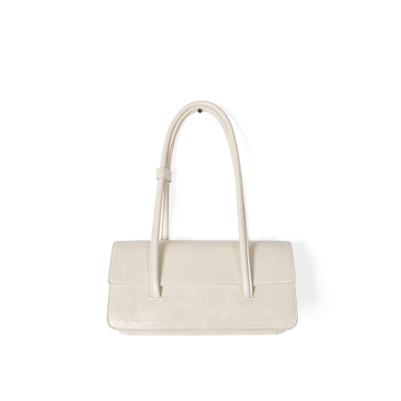 Design oil wax leather shoulder armpit bag, stylish tote bag, top handle purse for women