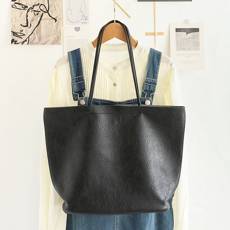 Elegant Soft PU Large Bag 2in1 – Retro Women's Shoulder Bag with Fashionable Large-Capacity Tote Design