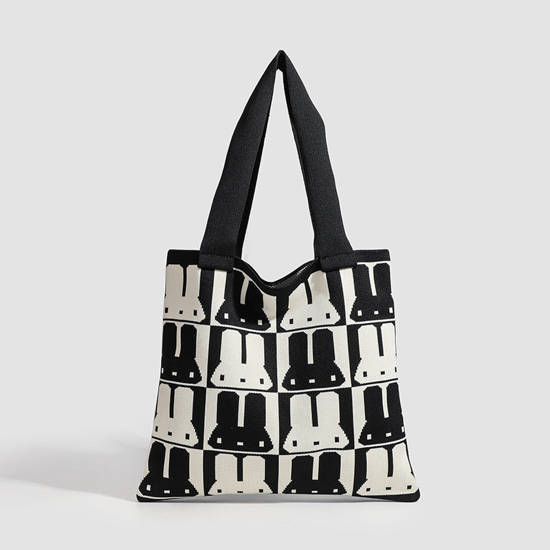 Rabbit tote bag women, autumn and winter simple fashion handbag, versatile commuter shoulder underarm bag