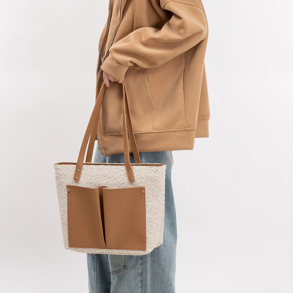 Large capacity handbag, bag for women pu, tote bag, retro commuter shoulder bag for women