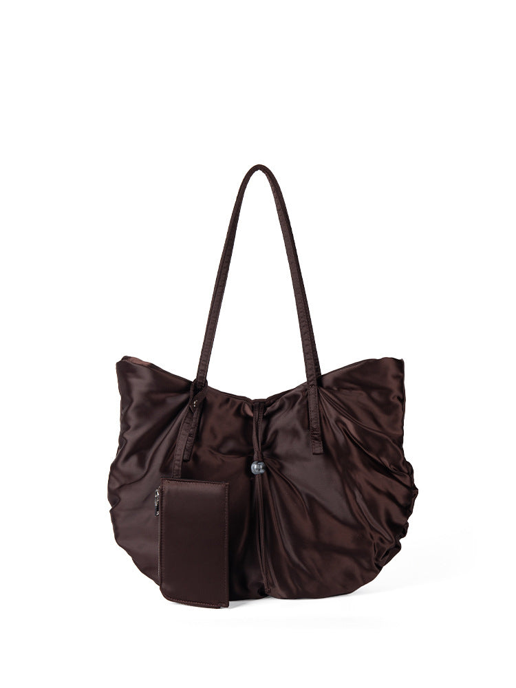 Casual Nylon Large Capacity Hobo Bag - Portable Tote Bag for Women with Design Pleated Shoulder Bag