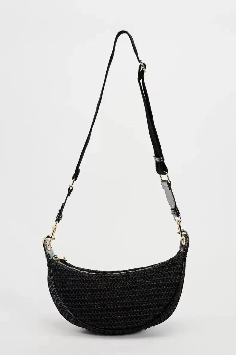 Chic Summer Female Hobo Bag – Fashionable Versatile Shoulder Crossbody Bag, Elegant Small Hand Woven Armpit Bag