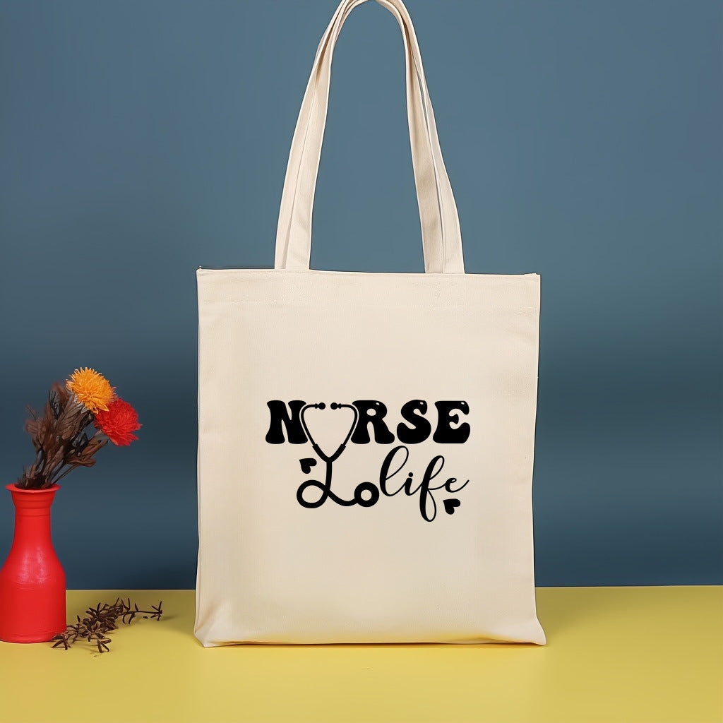 Canvas printed shoulder bag, fashionable and lightweight shopping bag, large-capacity cotton bag 2pcs hobo.