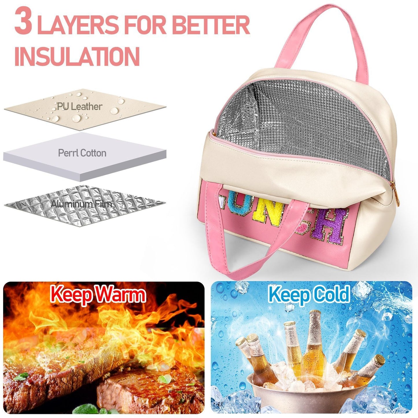 Bento bag, embroidered lunch bag, student lunch box handbag, fresh-keeping large-capacity thickened ice bag