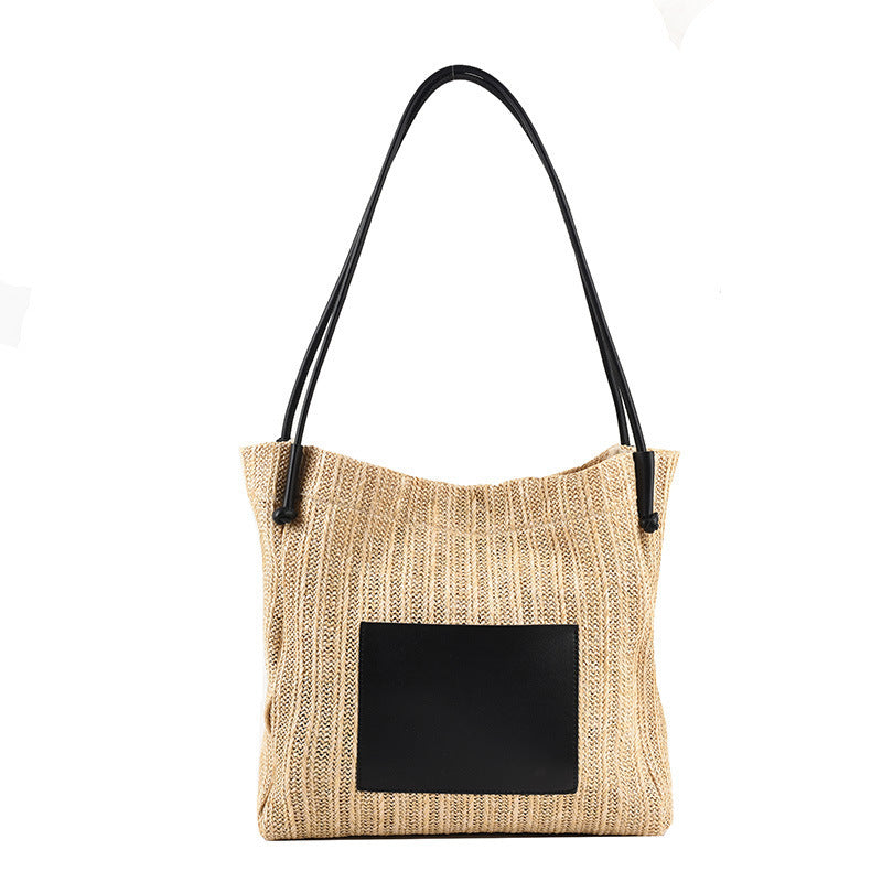 Hobo straw bag, women's summer versatile straw bag, fashionable shoulder hobo bag, large capacity tote bag
