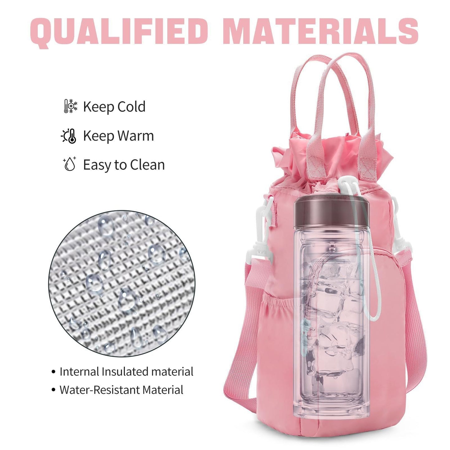 Insulated water cup cover, water cup cover Insulated ice bar kettle bag, Crossbody water cup bag with phone holder