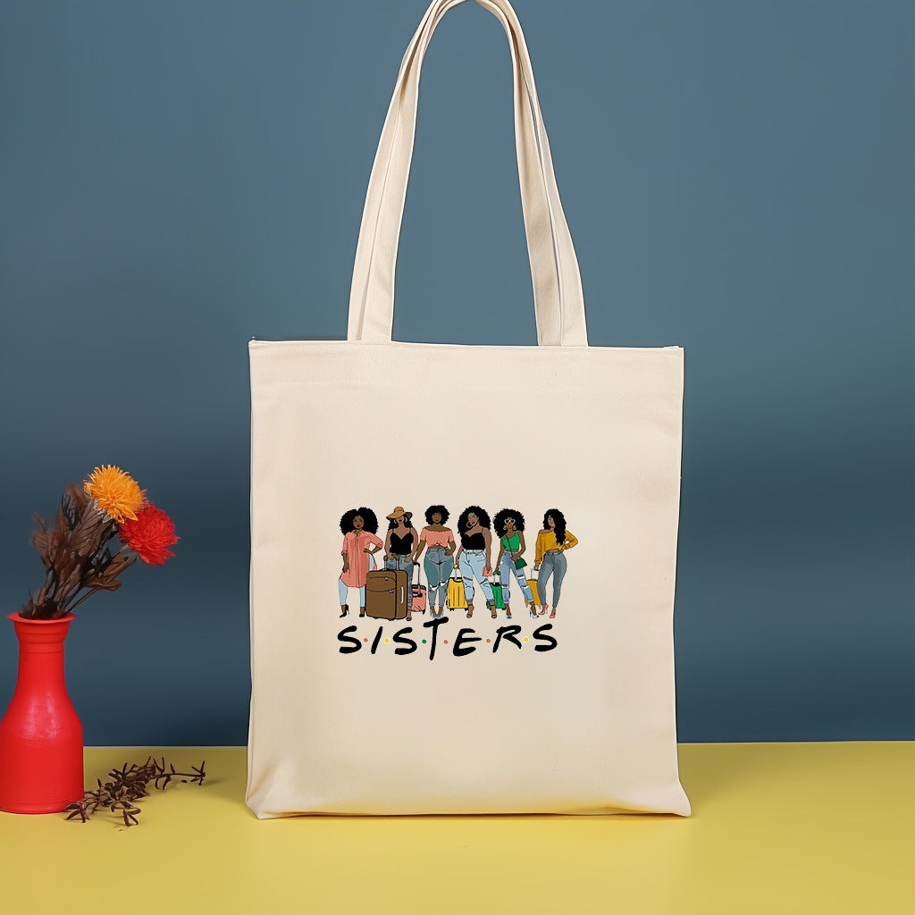 Canvas printed shoulder bag, fashionable and lightweight shopping bag, large-capacity cotton bag 2pcs hobo.