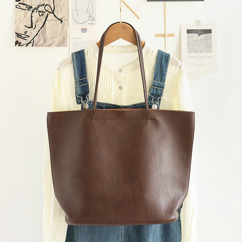 Elegant Soft PU Large Bag 2in1 – Retro Women's Shoulder Bag with Fashionable Large-Capacity Tote Design