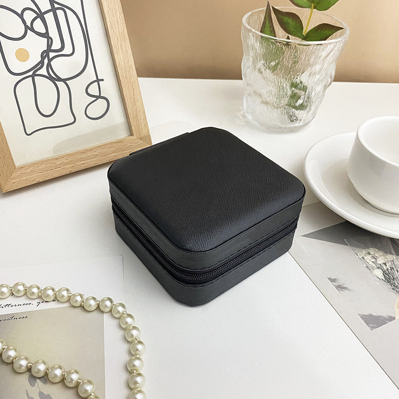 Jewelry storage box, storage box portable zipper case, travel jewelry stud earrings pu jewelry