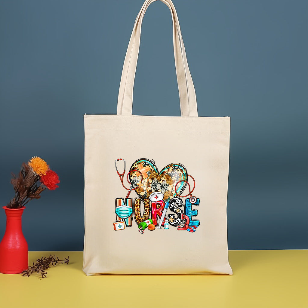 Canvas printed shoulder bag, fashionable and lightweight shopping bag, large-capacity cotton bag 2pcs hobo.