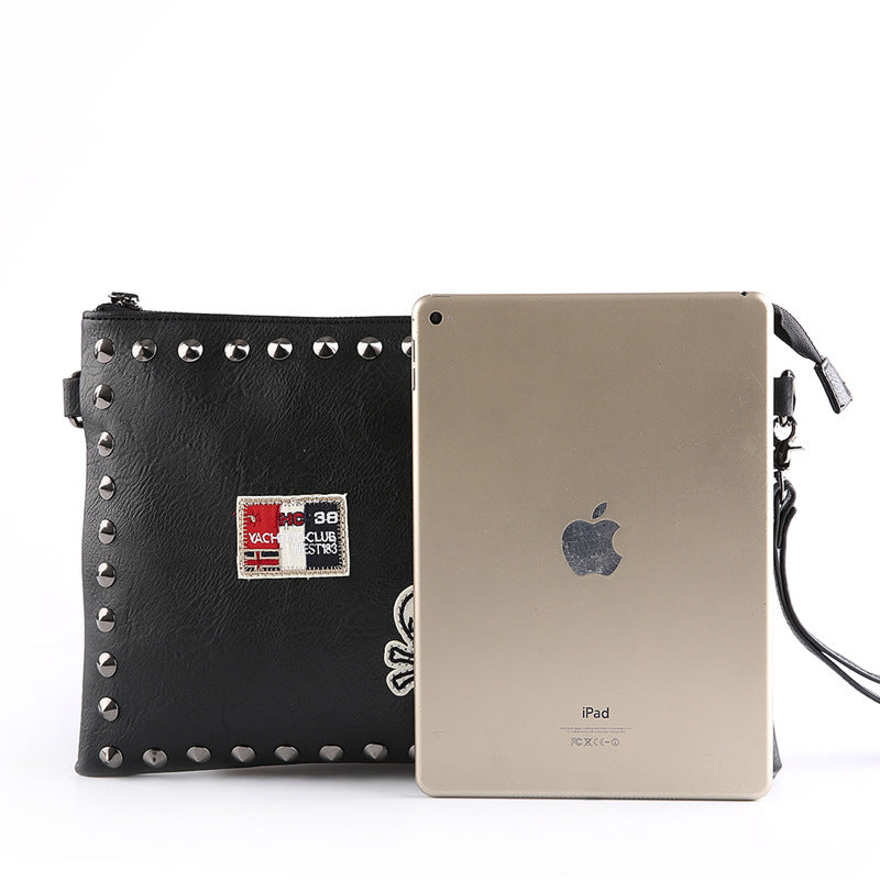 Black rivet clutch bag shoulder messenger bag envelope bag evening