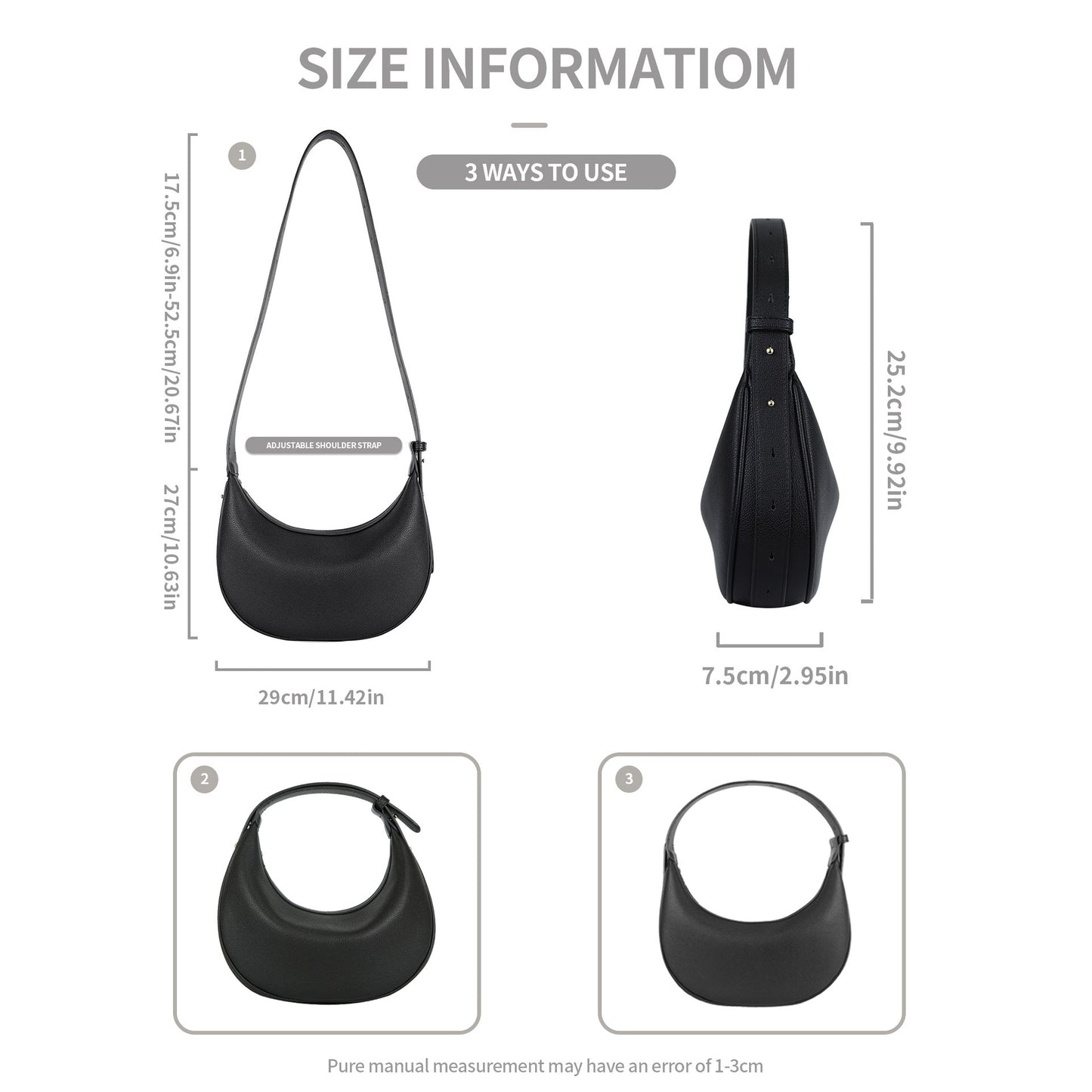 Half Moon Bag, Shoulder Strap Adjustable Shoulder Bag, Hobo Bag for Women