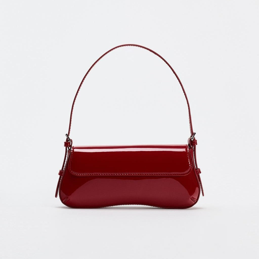 Elegant Red Baguette Armpit Bag - Must-Have Autumn Fashion Simple Commuter & Retro Shoulder Bag hobo