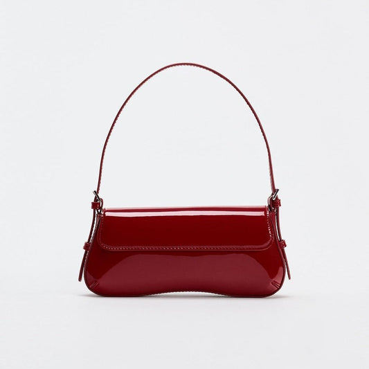 Elegant Red Baguette Armpit Bag - Must-Have Autumn Fashion Simple Commuter & Retro Shoulder Bag hobo