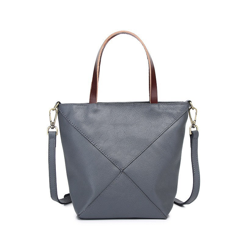 Elegant Genuine Leather Shoulder Bag - Stylish Folding Geometric Bucket Bag & Large Capacity Tote for Women hobo