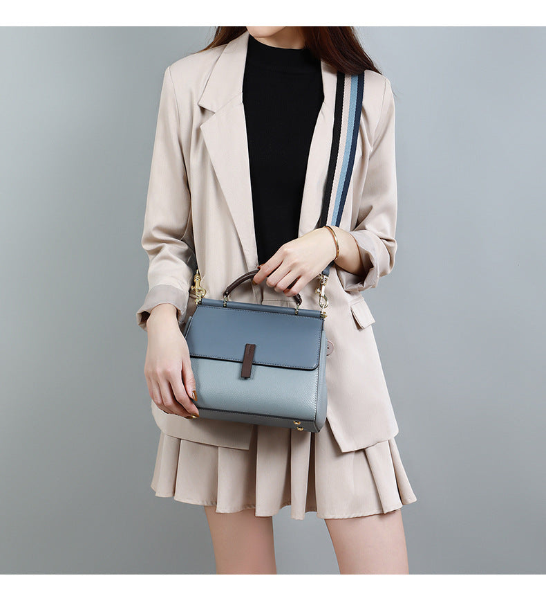 Cowhide leather tote bag shoulder purse leather crossbody strap 8853