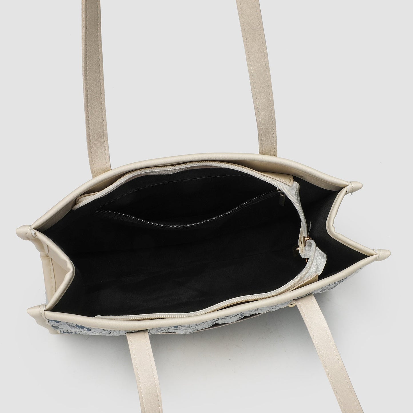 Square tote large capacity bag, women's winter tote bag, printed blue commuter fashion versatile portable shoulder bag