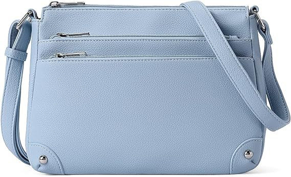 Small crossbody bag for women, shoulder bag multi-zip pocket bag, classic function messenger bag