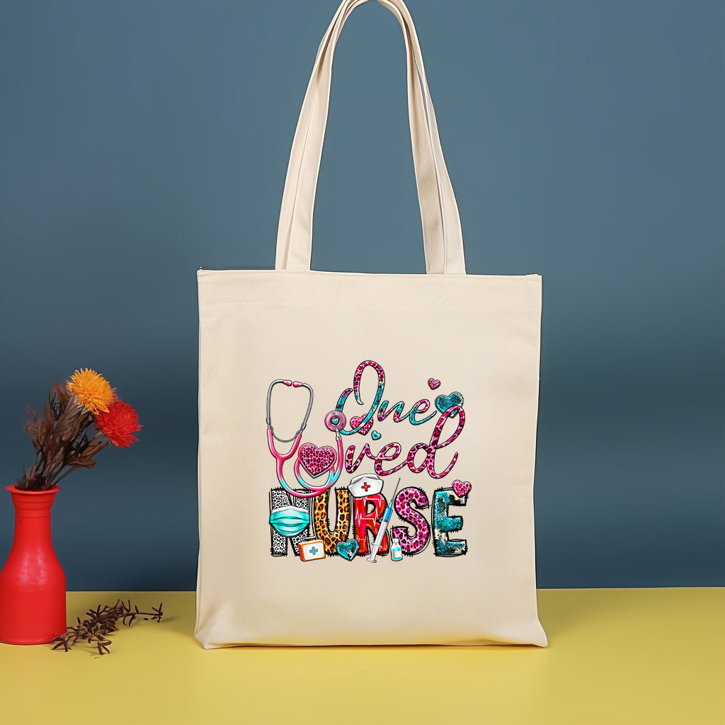 Canvas printed shoulder bag, fashionable and lightweight shopping bag, large-capacity cotton bag 2pcs hobo.