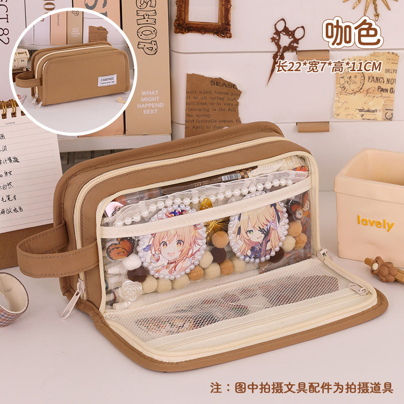 Simple Pencil Case Large Capacity – Dirt-Resistant Transparent Stationery Box for Primary School Students, Ideal Pencil Case