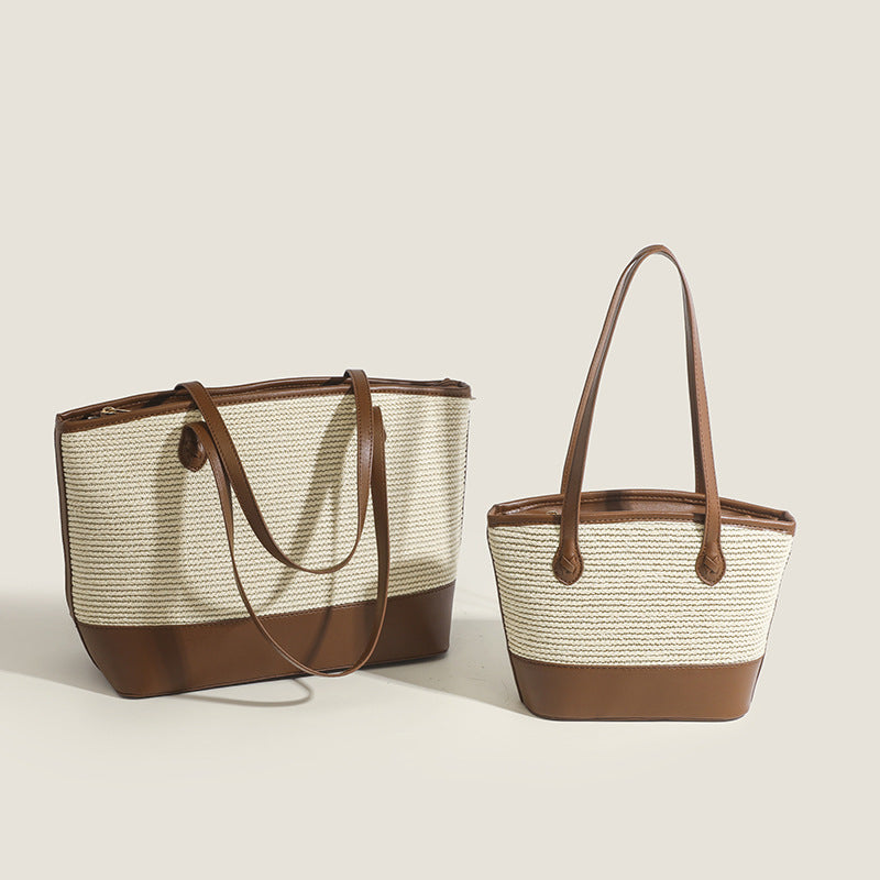 Tote crochet purse, summer retro underarm bag, straw bag large capacity minimalist tote large bag