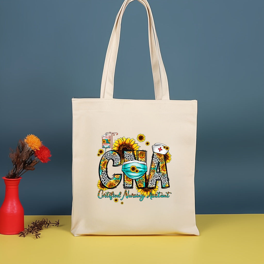 Canvas printed shoulder bag, fashionable and lightweight shopping bag, large-capacity cotton bag 2pcs hobo.