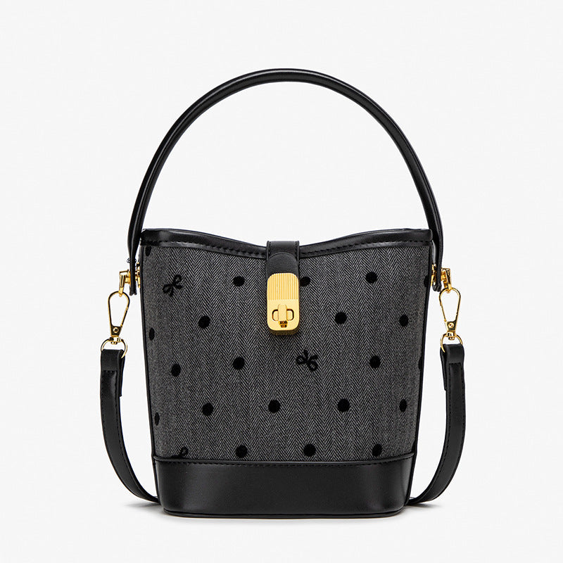 Fashion casual bucket bag, simple handbag, small tote bag, versatile commuter shoulder Crossbody bag